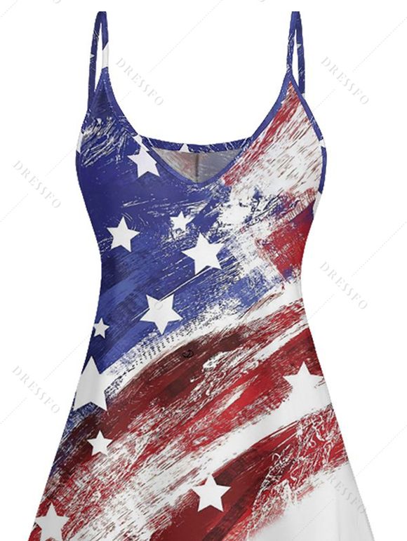 Robe Ligne A à Bretelle Fine Drapeau Américain Imprimé Rayée - multicolor XXL | US 14