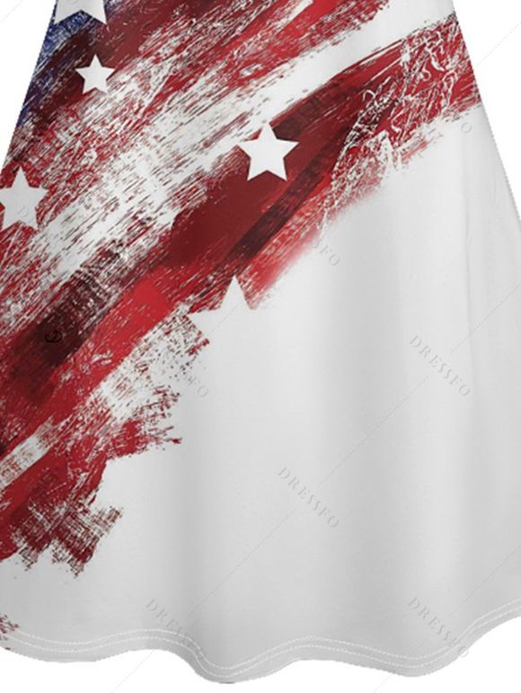 Robe Ligne A à Bretelle Fine Drapeau Américain Imprimé Rayée - multicolor XXL | US 14