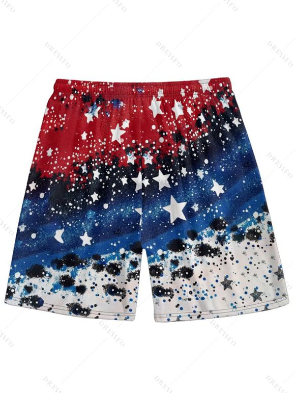 Short de Plage à Taille Elastique en Couleur Unie avec Cordon de Serrage pour Hommes - multicolor 5XL