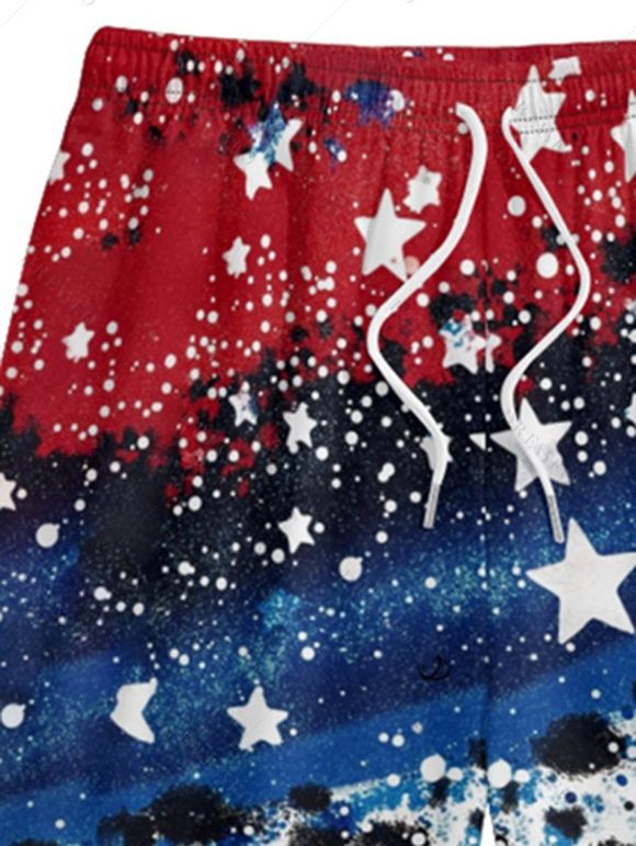 Short de Plage à Taille Elastique en Couleur Unie avec Cordon de Serrage pour Hommes - multicolor 5XL