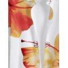 Men's Tropical Floral Pattern Vacation Shirt Button Up Roll Up Sleeve Beach Shirt - ORANGE 3XL