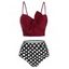 Maillt de Bain Bikini Noué à Armature à Pois - Rouge Vineux L