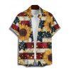 Chemise à Boutons Décontractée à Motif Tournesol - multicolor A 5XL