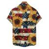 Chemise à Boutons Décontractée à Motif Tournesol - multicolor A 5XL