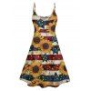 Robe Ligne A à Bretelle Fine Rayée Motif de Tournesol et D'Etoile - multicolor A XXXXXL | US 20