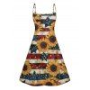 Robe Ligne A à Bretelle Fine Rayée Motif de Tournesol et D'Etoile - multicolor A XXXXXL | US 20