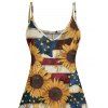 Robe Ligne A à Bretelle Fine Rayée Motif de Tournesol et D'Etoile - multicolor A XXXXXL | US 20