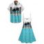 Vacation Couple Outfit Colorblock Palm Tree Letter Pattern Spaghetti Strap A Line Tank Dress and Roll Up Sleeve Shirt Matching Outfit - Vert profond S | US 4