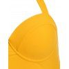 Maillot de Bain Bikini Contrôle du Ventre à Imprimé Tournesol à Volants à Col Halter - Jaune L