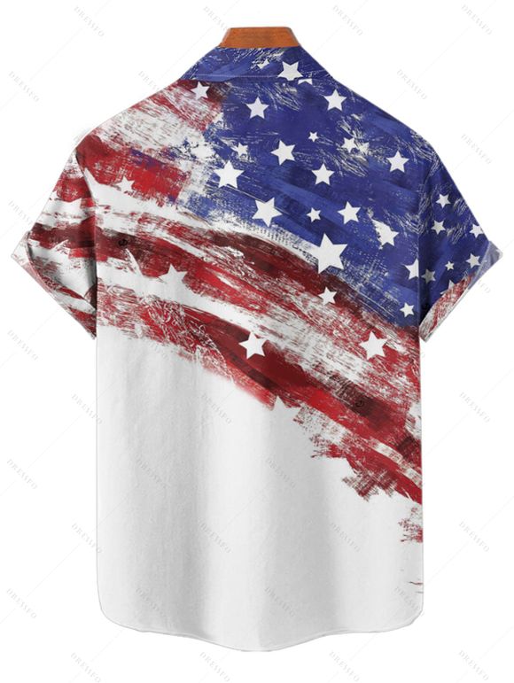 Patriotic Couple Outfit American Flag Striped Star Pattern Spaghetti Strap A Line Tank Dress and Roll Up Sleeve Shirt Drawstrings Shorts Matching Outfit - Bleu S | US 4