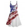 Patriotic Couple Outfit American Flag Striped Star Pattern Spaghetti Strap A Line Tank Dress and Roll Up Sleeve Shirt Drawstrings Shorts Matching Outfit - Bleu S | US 4