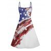 Patriotic Couple Outfit American Flag Striped Star Pattern Spaghetti Strap A Line Tank Dress and Roll Up Sleeve Shirt Drawstrings Shorts Matching Outfit - Bleu S | US 4