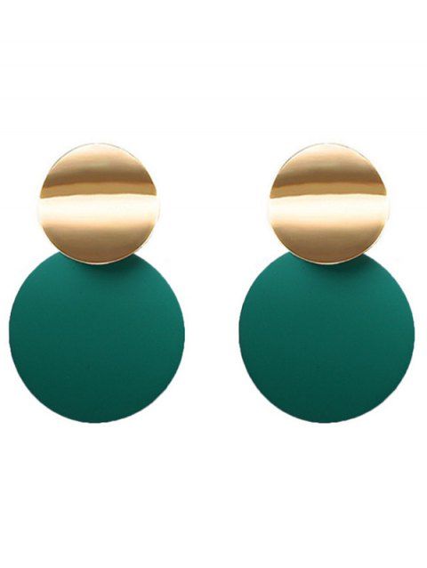 Boucles D'Oreilles Pendantes Simples en Alliage en Blocs de Couleurs Géométriques Double Cercles