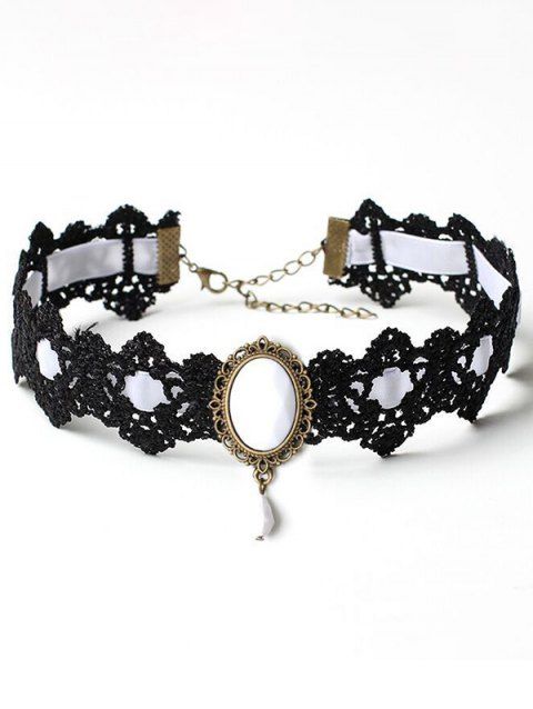 Collier Ras-de-Cou en Dentelle avec Pendentif en Blocs de Couleurs Style Punk