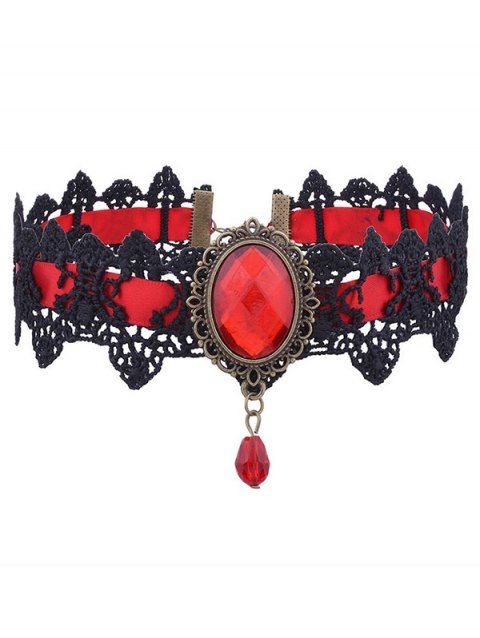 Collier Ras-de-Cou en Dentelle avec Pendentif en Blocs de Couleurs Style Punk