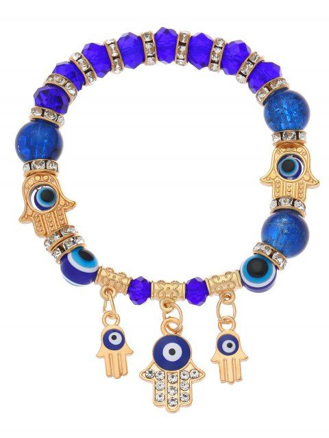 Bracelet en Perles avec Pendentif Œil de Démon en Strass et Cristal Fantaisie