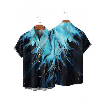 Men's Printed Colorblock Vacation Shirt Roll Up Sleeve Button Up Casual Shirt