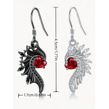 Wings Shaped Rhinestone Contract Color Gothic Drop Earrings Heart Artificial Crystal Goth Earrings