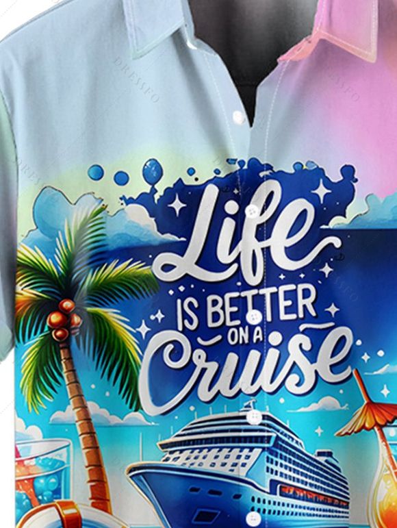 Chemise de Plage Décontractée Coloré Ombré Motif de Cocotier pour Homme - multicolor 2XL