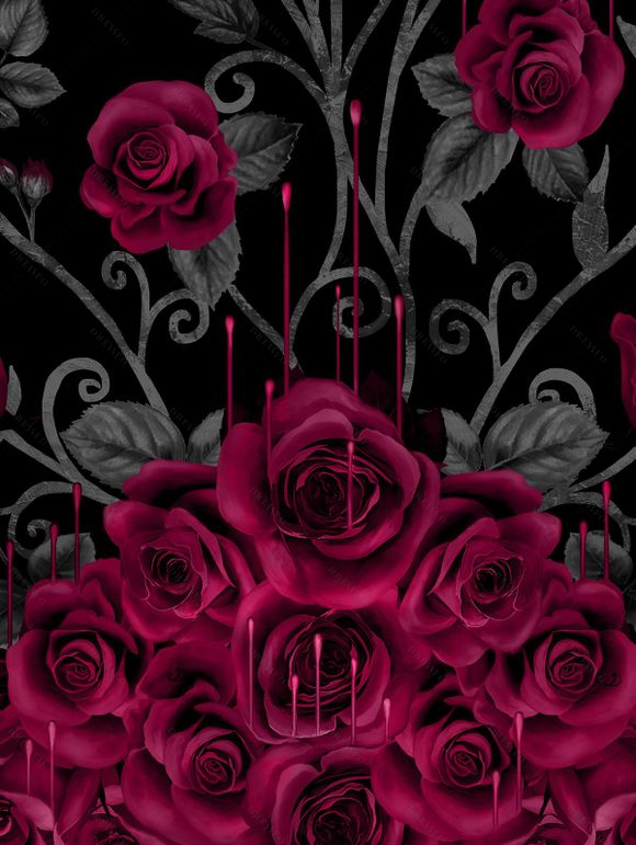 Gothic Outfit Rose Print Ruched Butterfly Lace Cross O Ring Strap Tank Top and Elastic High Waisted Wide Leg Pants Casual Matching Outfit - Noir S | US 4