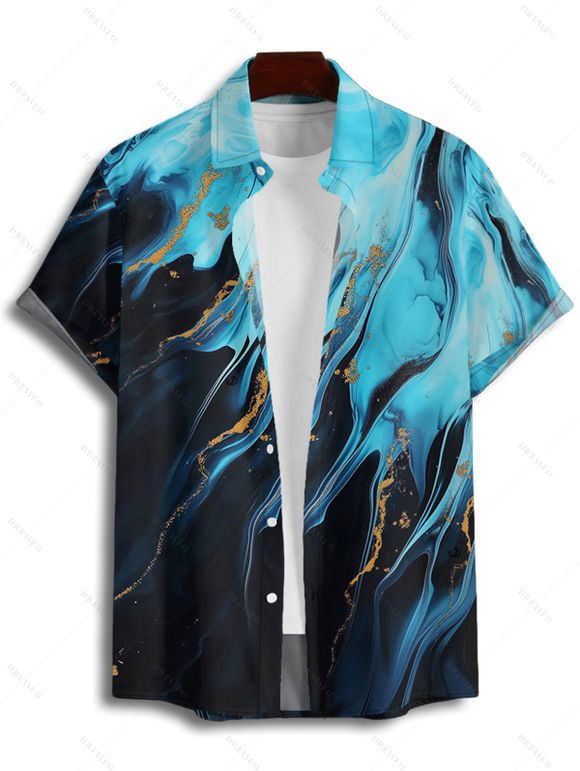 Vacation Couple Outfit Printed Colorblock Spaghetti Strap A Line Mini Tank Dress and Roll Up Sleeve Casual Matching Outfit - Noir S | US 4