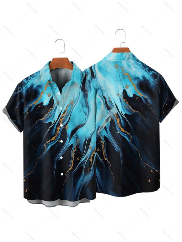 Vacation Couple Outfit Printed Colorblock Spaghetti Strap A Line Mini Tank Dress and Roll Up Sleeve Casual Matching Outfit - Noir S | US 4