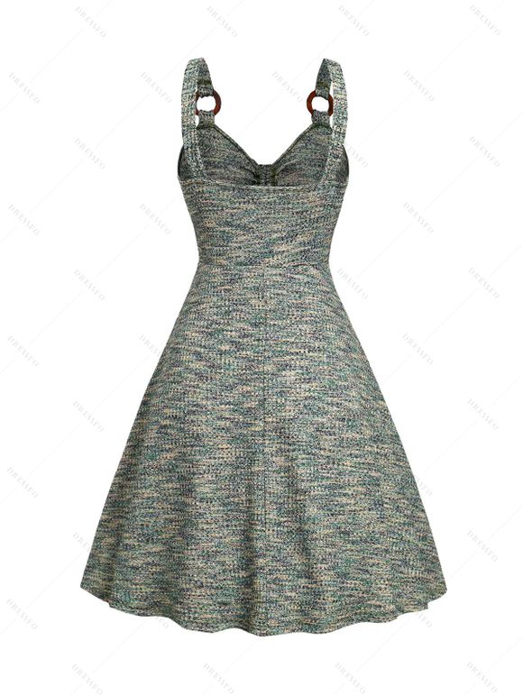 Mini Robe Ligne A à Bretelle Texturée Taille Empire à Volants avec Nœud Papillon - Vert clair S | US 4