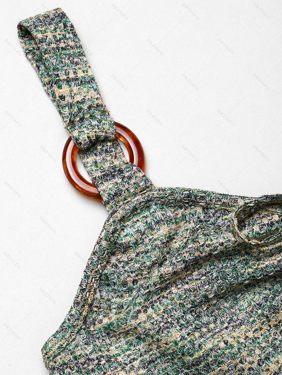 Mini Robe Ligne A à Bretelle Texturée Taille Empire à Volants avec Nœud Papillon - Vert clair S | US 4