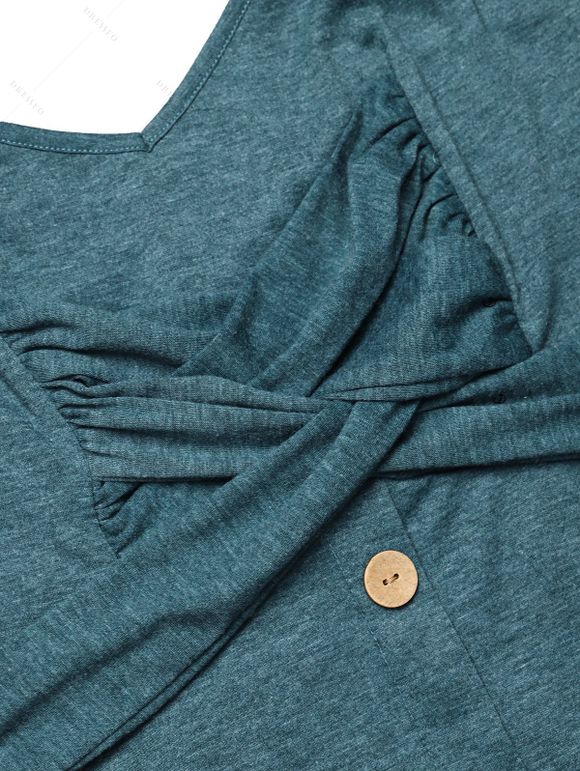 Mini Robe Décontractée Ligne A à Bretelle Croisée à Taille Haute - Vert profond L | US 8-10