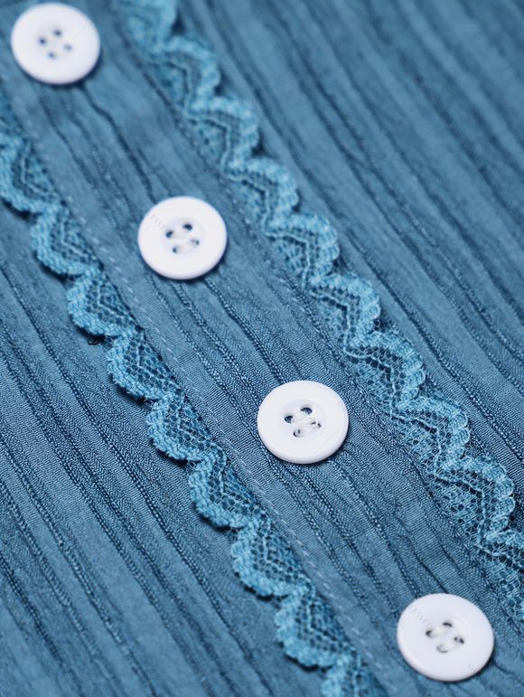 Robe de Vacances Asymétrique Texturée en Couleur Unie à Volants - Bleu Ciel M | US 6