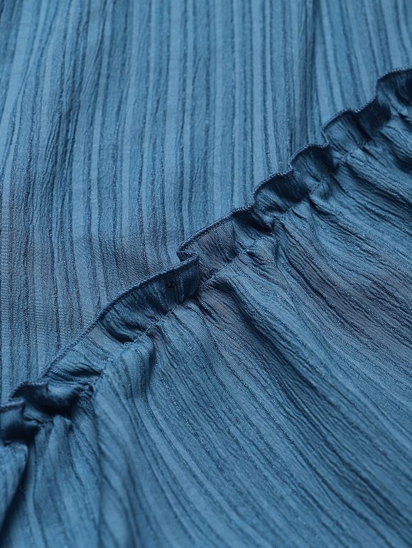 Robe de Vacances Asymétrique Texturée en Couleur Unie à Volants - Bleu Ciel M | US 6