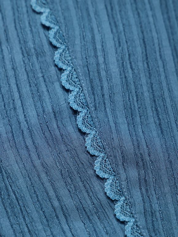 Robe de Vacances Asymétrique Texturée en Couleur Unie à Volants - Bleu Ciel M | US 6