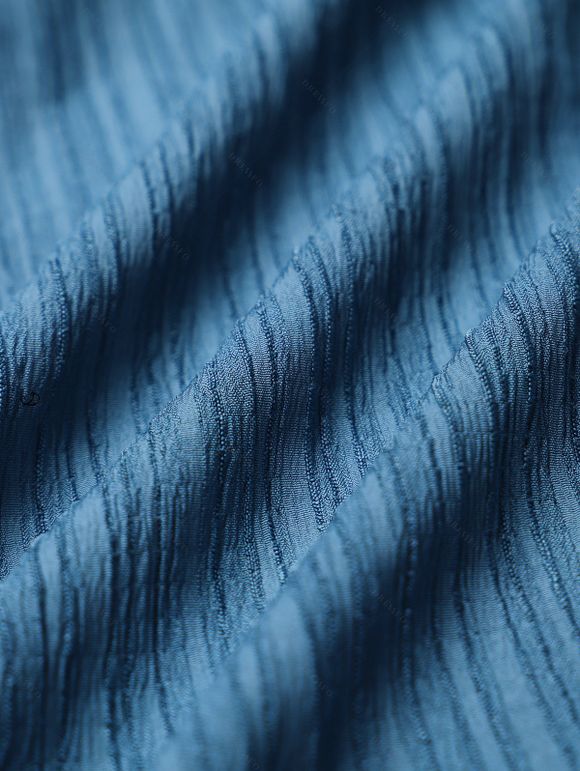 Robe de Vacances Asymétrique Texturée en Couleur Unie à Volants - Bleu Ciel M | US 6