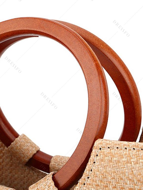 Sac à Main Réglable en Blocs de Couleurs Tressé Pliant avec Sangle Réglable pour Plage - café lumière 