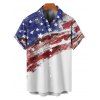 Chemise Décontractée Boutonnée Drapeau Américain à Manches Roulées - multicolor 2XL