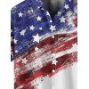 Chemise Décontractée Boutonnée Drapeau Américain à Manches Roulées - multicolor 2XL