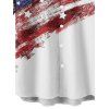 Chemise Décontractée Boutonnée Drapeau Américain à Manches Roulées - multicolor 2XL