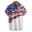 Chemise Décontractée Boutonnée Drapeau Américain à Manches Roulées - multicolor 3XL