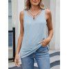 Débardeur Décontracté Long Découpé Texturé Anneau en O en Couleur Unie - Bleu clair S | US 4