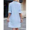Robe Ligne A Géométrique Texturée Manches à Col Debout - Bleu clair L | US 8