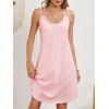Mini Robe Ligne A à Bretelle Evidée en Couleur Unie à Col Rond - Rose clair L | US 8