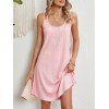 Mini Robe Ligne A à Bretelle Evidée en Couleur Unie à Col Rond - Rose clair XL | US 10