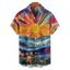 Chemise de Vacances Décontractée Fleurie Peinture à L'Huile Colorée Manches Roulées - multicolor XL