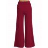 Plain Color Outfit Surplice Rhinestone Embellishment Ruched Tank Top and Floral Print Elastic High Waisted Wide Leg Pants Casual Two Piece Set - Rouge foncé S | US 4