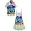 Vacation Couple Outfit Colored Ombre Coconut Tree Beach Landscape Pattern Spaghetti Strap A Line Mini Tank Dress and Roll Up Sleeve Shirt Beach Matching Outfit - multicolor S | US 4