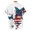 Independence Day Couple Outfit American Flag Butterfly Pattern Spaghetti Strap Dress and Roll Up Sleeve Shirt Patriotic Matching Outfit - Blanc S | US 4