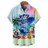 Vacation Couple Outfit Colored Ombre Coconut Tree Beach Landscape Pattern Spaghetti Strap A Line Mini Tank Dress and Roll Up Sleeve Shirt Beach Matching Outfit - multicolor S | US 4