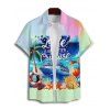 Vacation Couple Outfit Colored Ombre Coconut Tree Beach Landscape Pattern Spaghetti Strap A Line Mini Tank Dress and Roll Up Sleeve Shirt Beach Matching Outfit - multicolor S | US 4