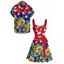 Independence Day Couple Outfit Colorblock Star Sunflower Pattern Ruched Bust Belt A Line Dress and Roll Up Sleeve Shirt Patriotic Matching Outfit - Rouge S | US 4