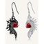 Boucles D'Oreilles Pendantes en Forme de Cœur Motif Ailes en Cristal Fantaisie et Strass Scintillants - multicolor A 